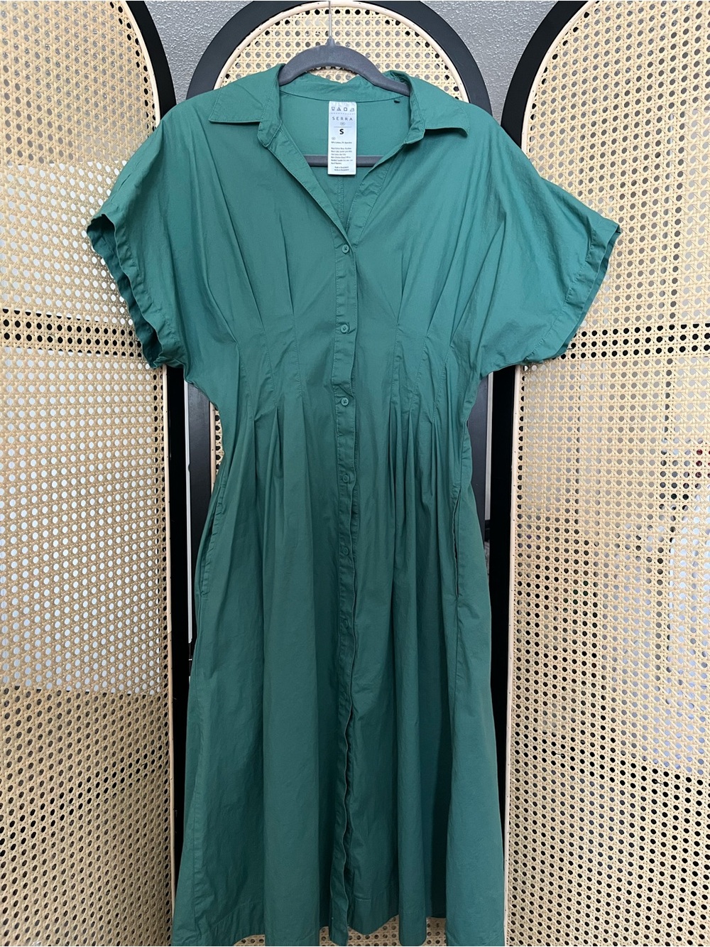 Green Button-Front midi Dress